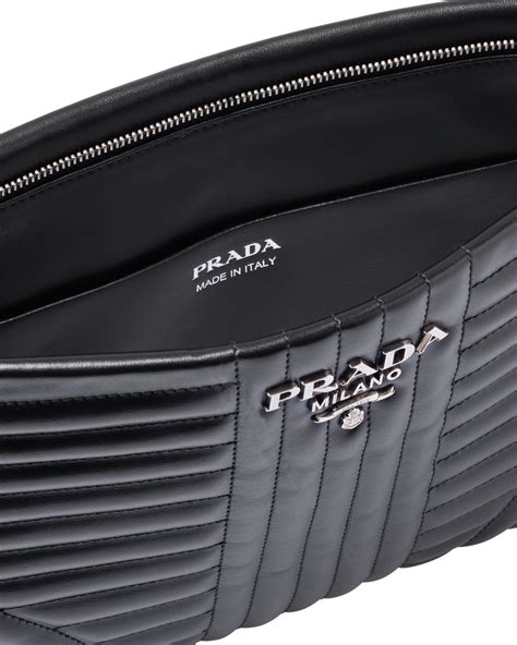 prada diagramme clutch leather black|Diagramme leather clutch bag Prada Black in Leather .